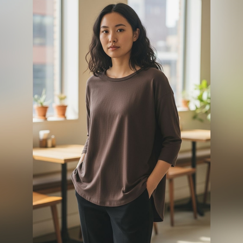 🎉 3/$60 BNWT Aritzia Babaton Norris 3/4 Length Shirt In Coffee Bean Size XS